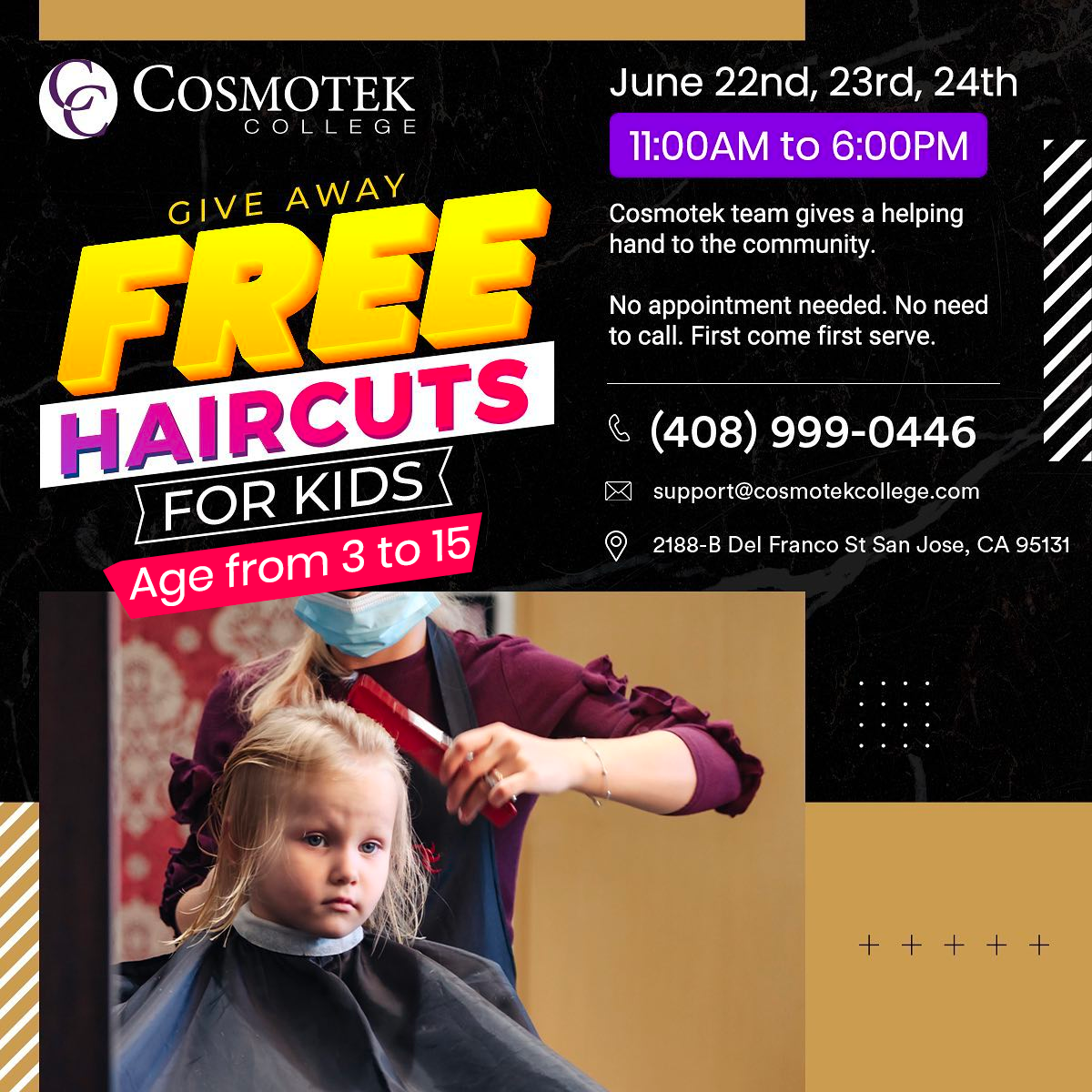 Free Hair cut for Kid – Cosmotek College